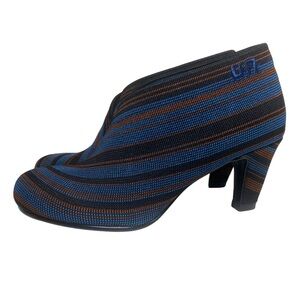 United Nude | Colourful Striped Fold Booties 2.5 Inch Heel & Leather Insole